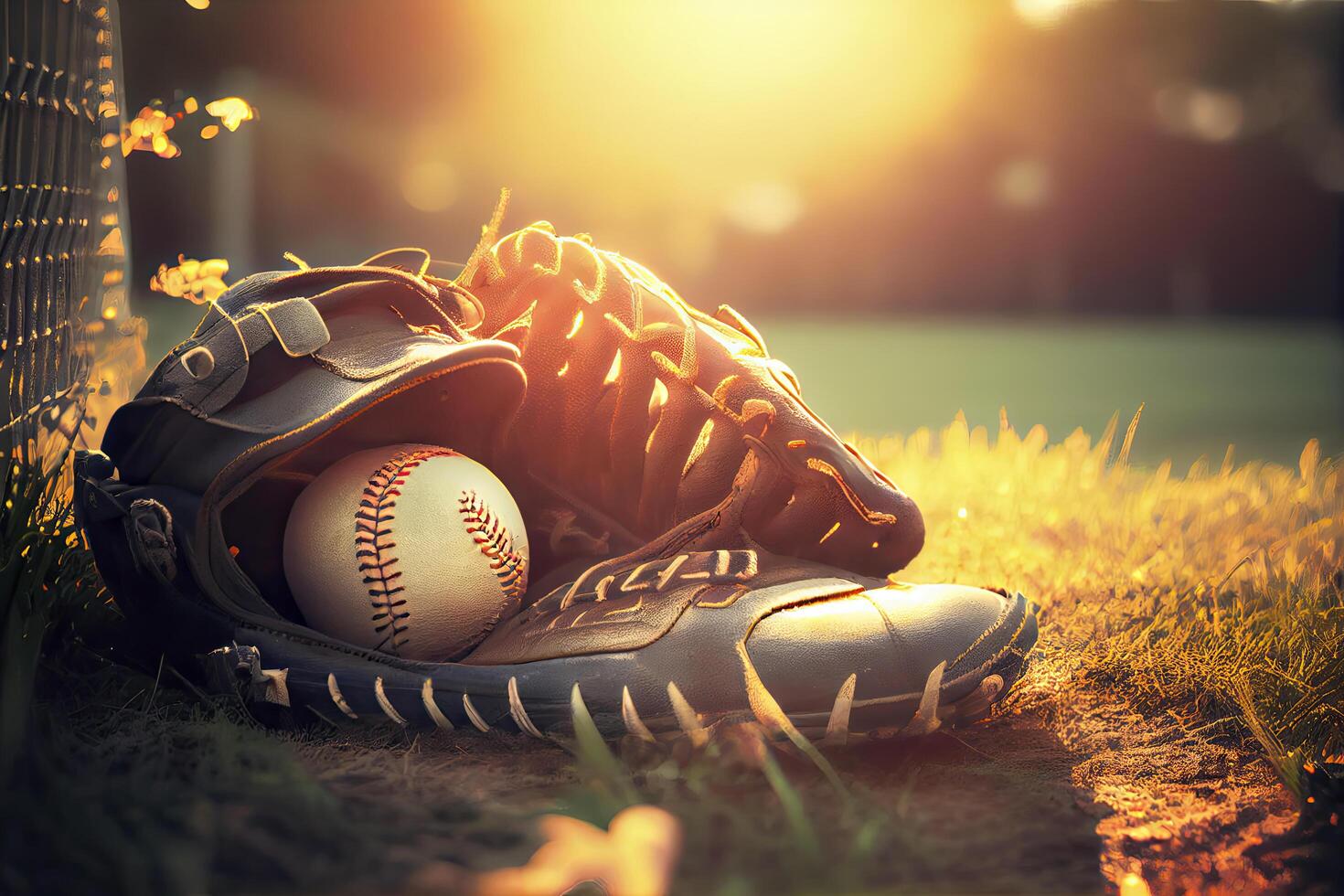 baseball-in-glove-in-the-lawn-at-sunset-in-the-evening-day-with-sun-ray-and-lens-flare-light-free-photo.jpg